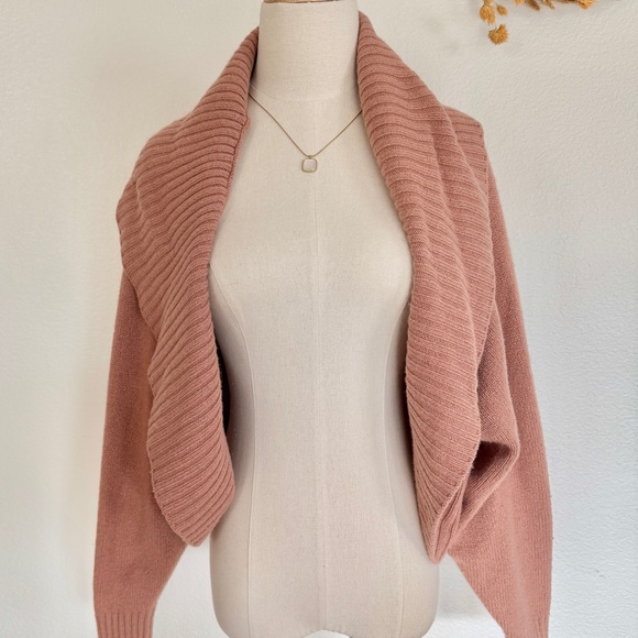 🩷 Anthropologie Dusty Rose Pink Open Front Wide Collar Copley Cardigan XS/S - Picture 4 of 13